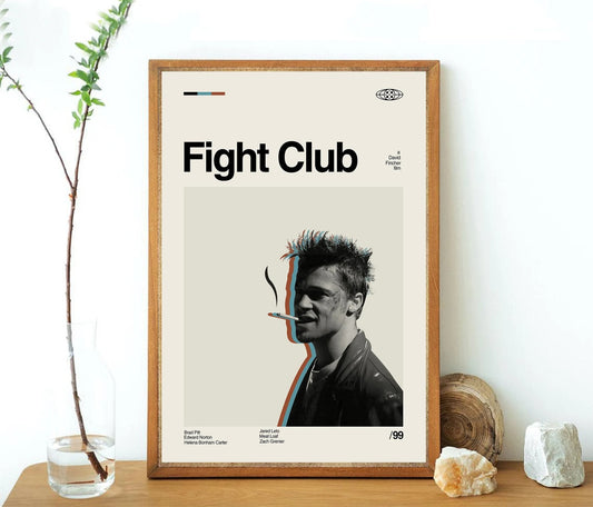 Fight Club Tyler Durden Brad Pitt Minimalist Movie Poster