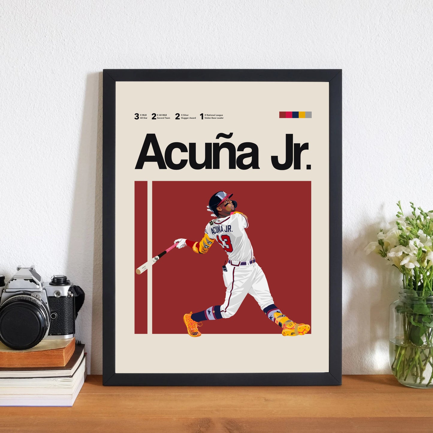 Ronald Acuna Jr Braves MLB Baseball Minimalist Poster