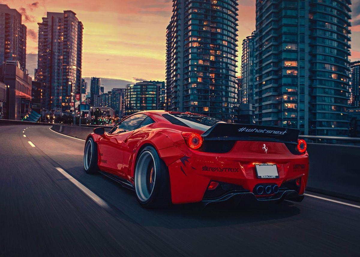 Ferrari Red City Poster