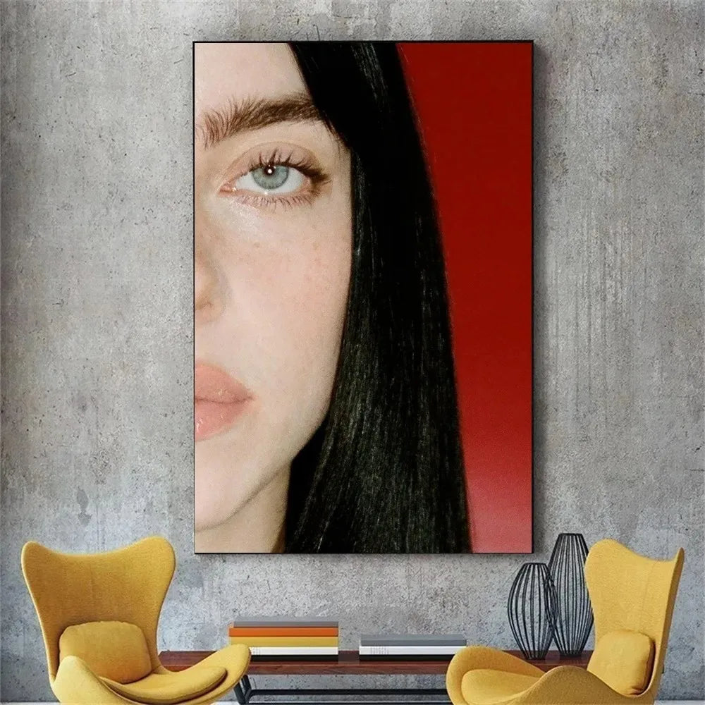 Billie Eilish Red Portrait Poster