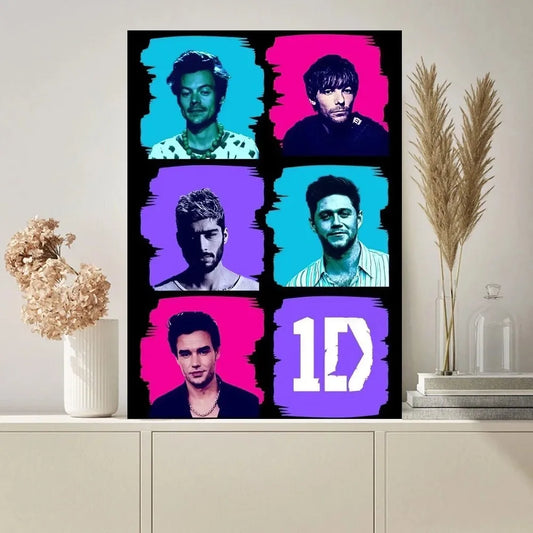 One Direction Blue Purple Pink Wall Art Poster