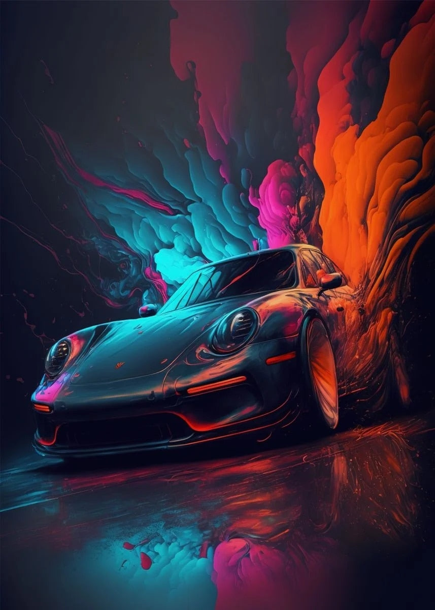 Porsche Super Car Futuristic Art Poster
