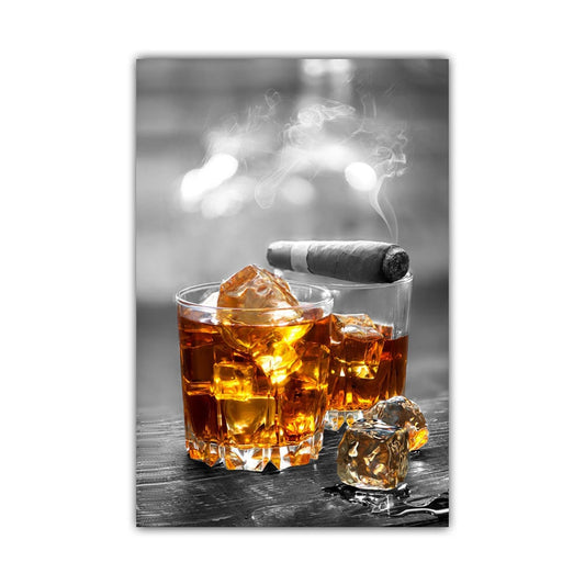 Whiskey On The Rocks Cigar Bar Decor Poster