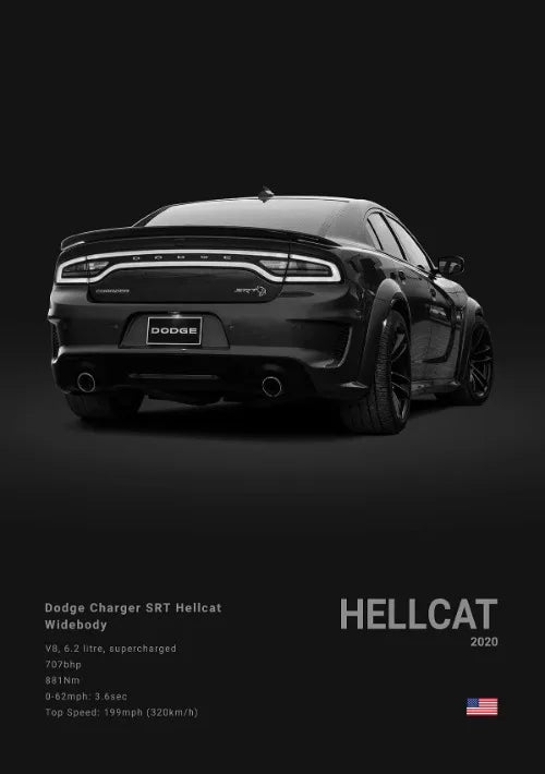 Dodge Charger Hellcat SRT Minimalist Car Poster