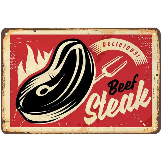 Steak Retro Diner Metal Sign Poster