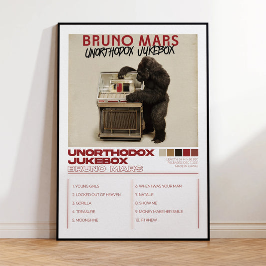 Bruno Mars Unorthodox Jukebox Minimalist Album Poster