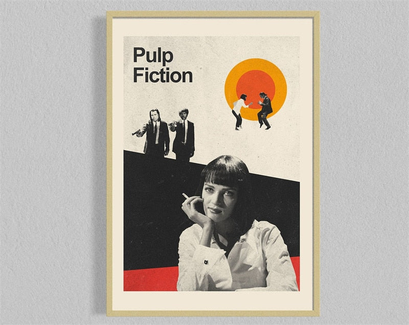 Pulp Fiction Mia Vincent and Jules Minimalist Movie Poster