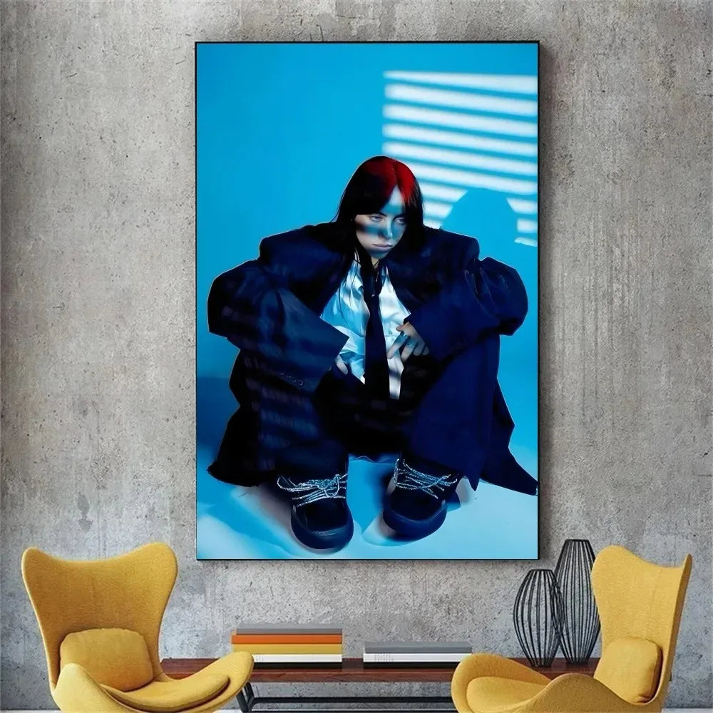 Billie Eilish Blue Wall Poster