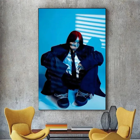 Billie Eilish Blue Wall Poster