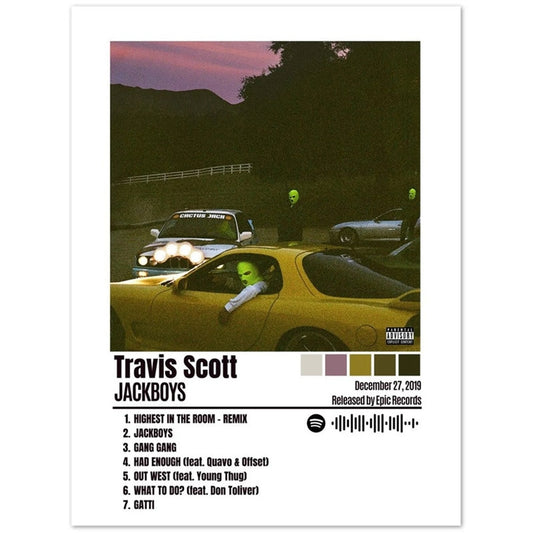 Travis Scott Jackboys Minimalist Album Cover Poster