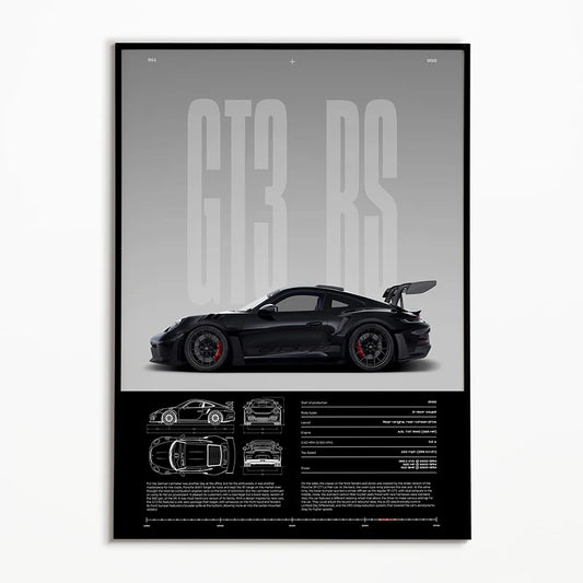 Black Porsche GT3 RS Car Poster