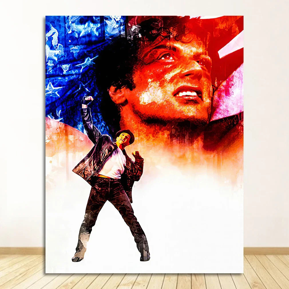 Rocky Balboa Blue Red White Painting Poster