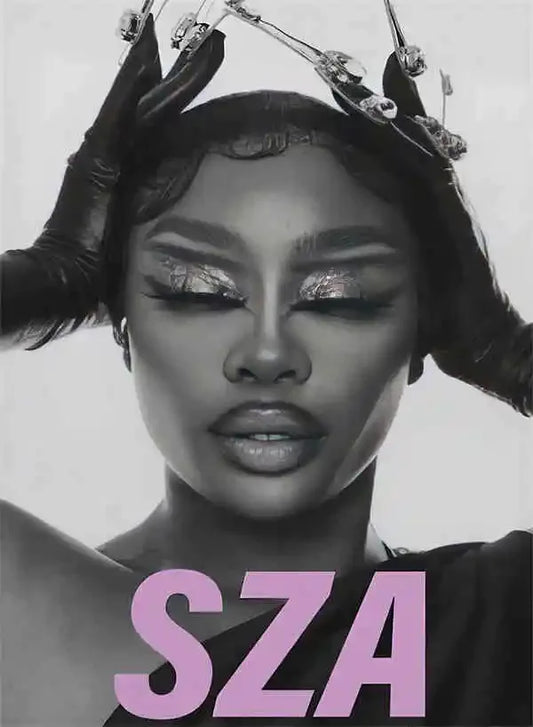 SZA Black White Purple Wall Art Poster