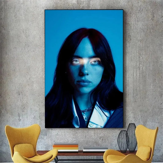 Billie Eilish Blue Wall Art Poster