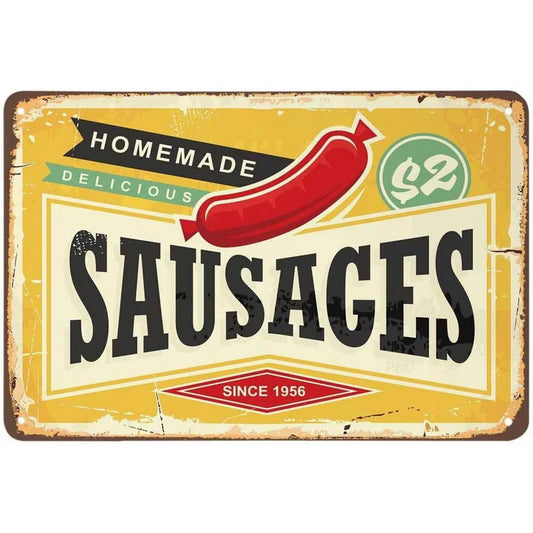 Homemade Sausages Retro Metal Sign Poster