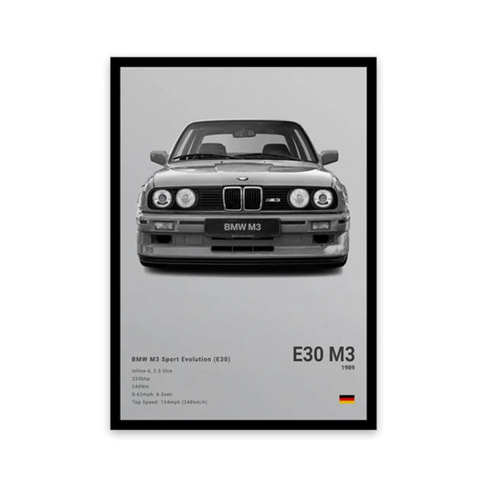BMW M3 E30 Car Poster