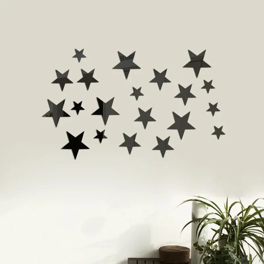 20pcs Gray Star Wall Sticker Mirrors