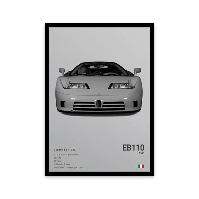 Bugatti EB110 GT Car Poster