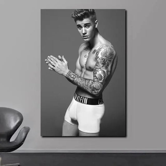 Justin Bieber Shirt Off Photo Poster