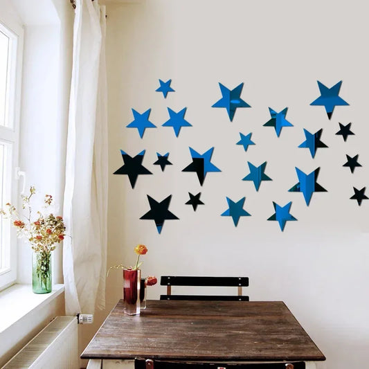 20pcs Blue Star Wall Sticker Mirrors