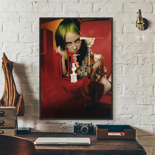 Billie Eilish Red Wall Decor Poster