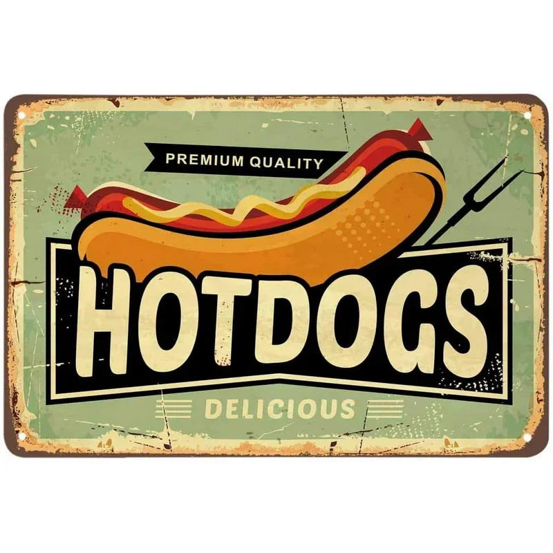 Hotdogs Retro Diner Metal Sign Poster