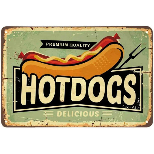 Hotdogs Retro Diner Metal Sign Poster