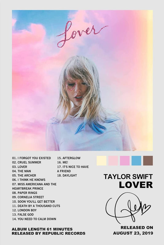 Taylor Swift Lover Minimalist Album Cover Poster