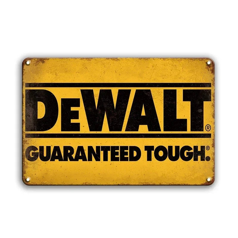 Dewalt Guaranteed Tough Rustic Man Cave Garage Metal Sign Poster