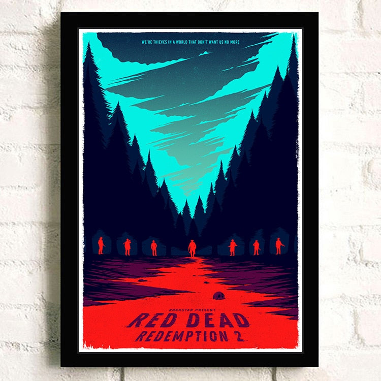 Red Dead Redemption 2 Painting Red Blue Poster – Aesthetic Wall Decor
