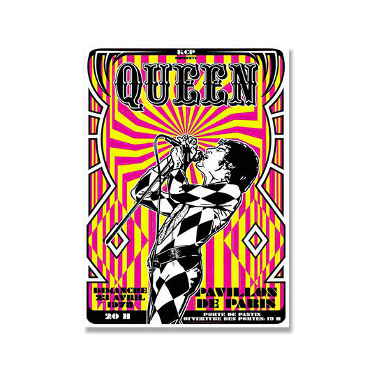 Queen Yellow Pink Concert Rock Poster