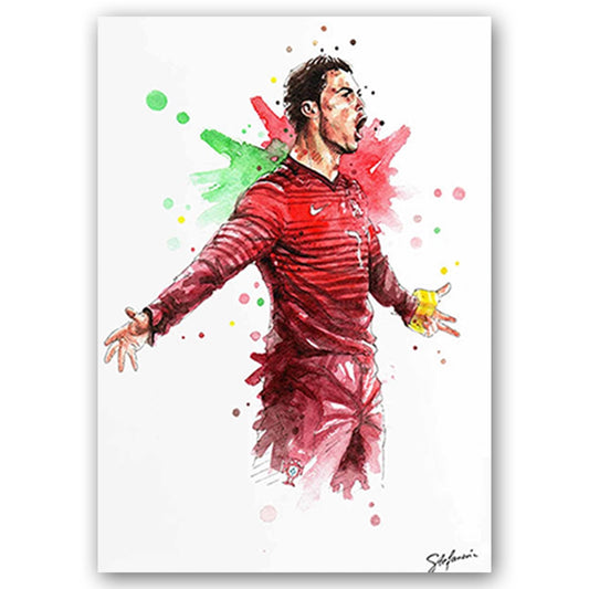 Cristiano Ronaldo Football Star Soccer Splash Poster