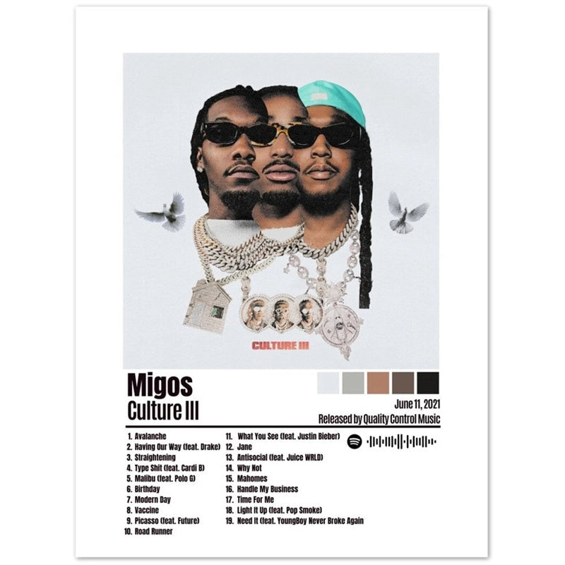 Migos Culture III Minimalist Album Cover Poster