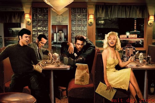 James Dean Elvis Presley Marilyn Monroe Diner Painting Poster