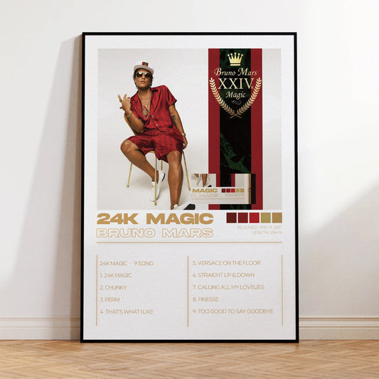 Bruno Mars 24K Magic Album Minimalist Poster