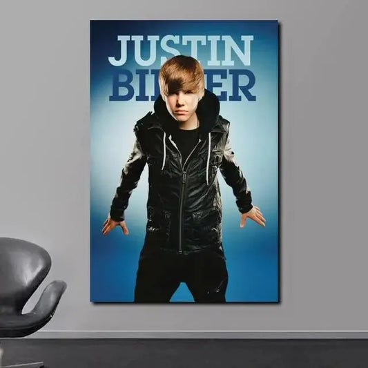Justin Bieber Blue Wall Art Decor Poster
