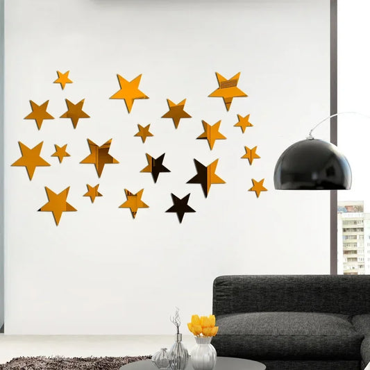 20pcs Orange Star Wall Sticker Mirrors