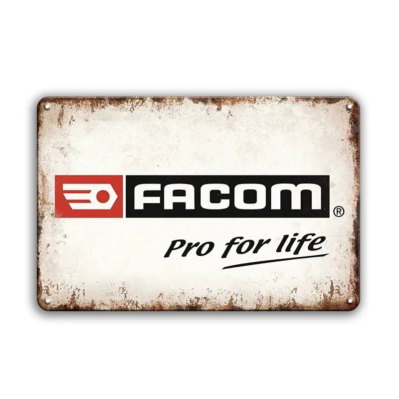 Facom Power For Life Rustic Man Cave Garage Metal Sign Poster
