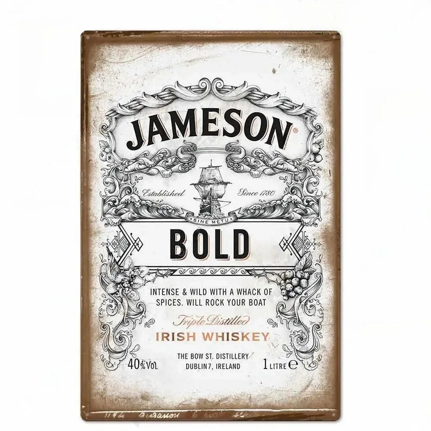 Jameson Bold Vintage Bar Brand Metal Sign Poster