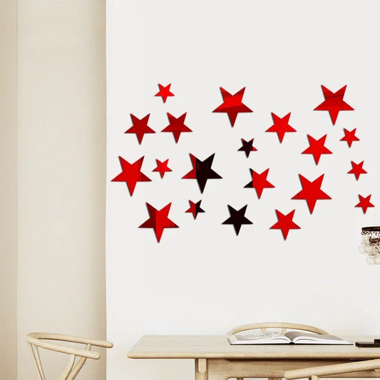 20pcs Red Star Wall Sticker Mirrors