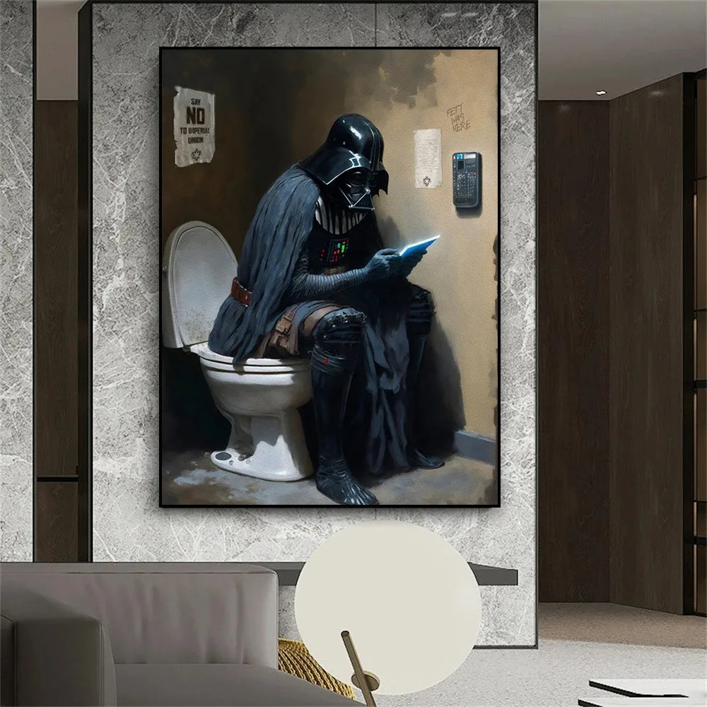 Funny Darth Vader On Toilet Funny Star Wars Bathroom Poster