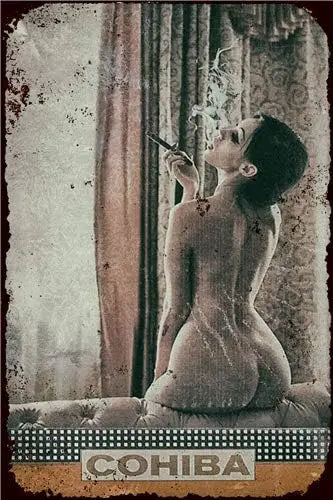 Cohiba Woman Man Cave Cigar Metal Sign Poster