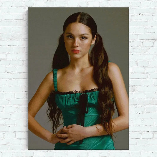 Olivia Rodrigo Green Dress Portrait Poster