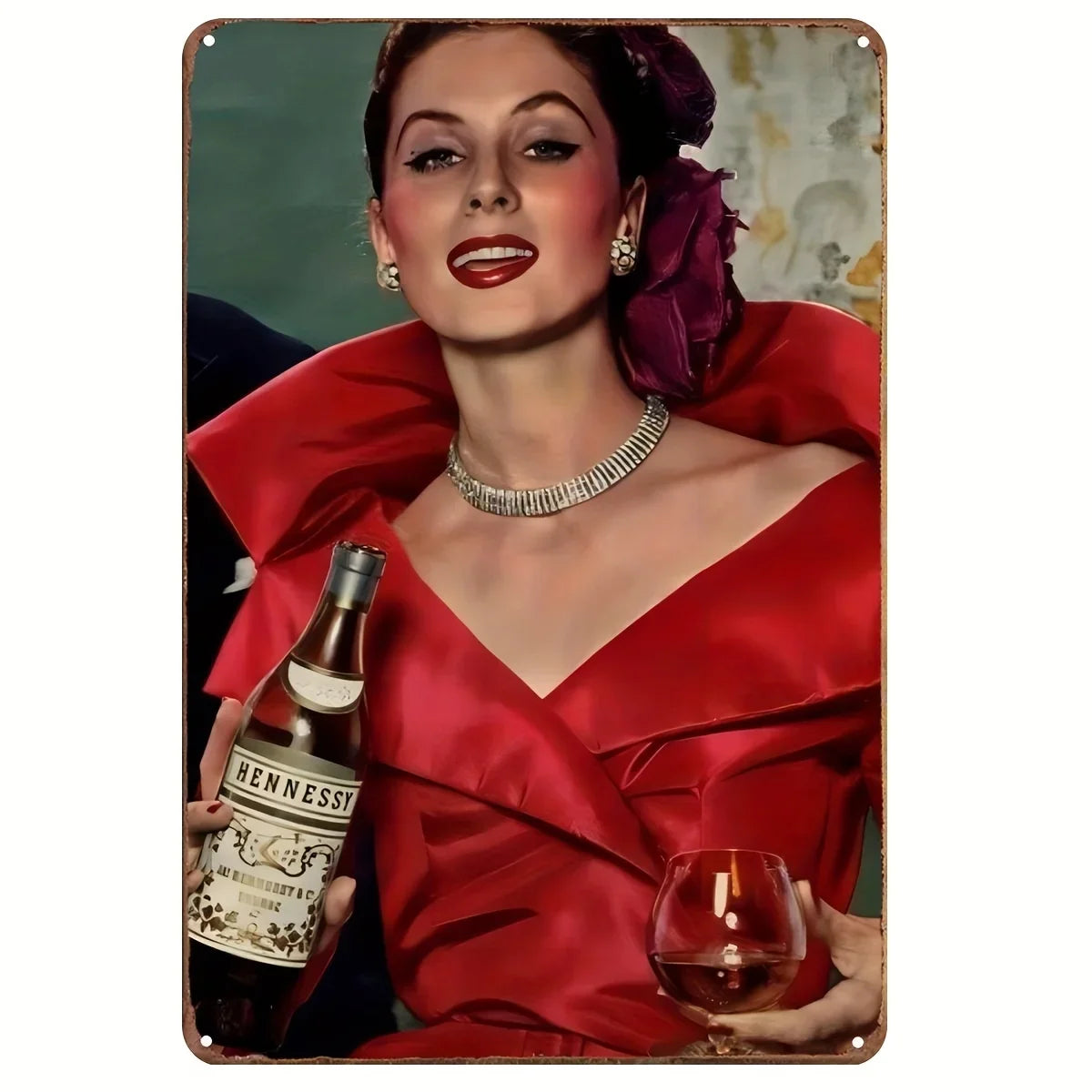 Hennessy Woman Vintage Bar Metal Sign Poster