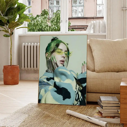 Billie Eilish Green Hair and Nails Poster