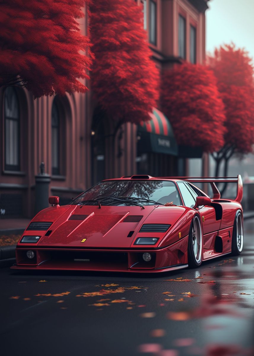 Red Vintage Ferrari Poster