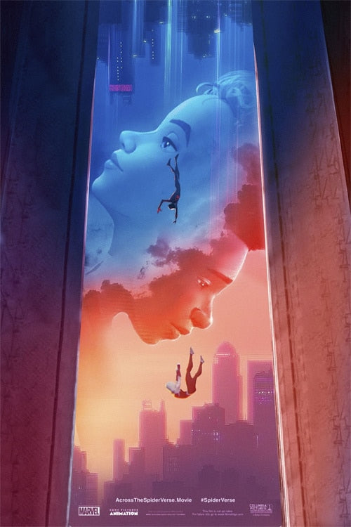 Spider-Man Spider-Woman Red Blue Movie Poster