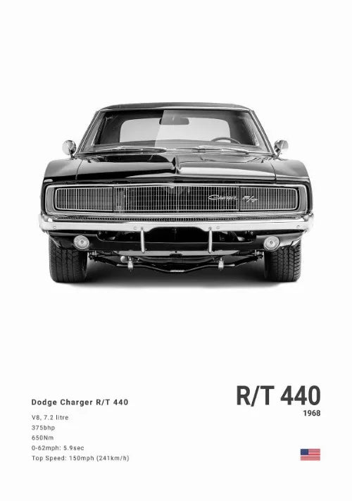 1968 Dodge Charger R/T 440 Minimalist Car Poster