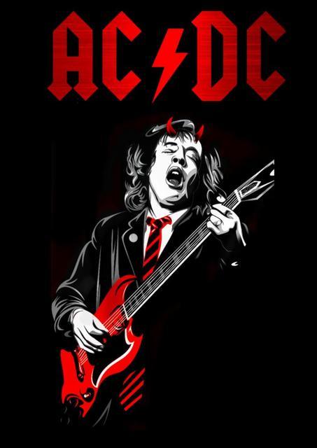 Angus Young AC/DC Red Black Poster - Aesthetic Wall Decor
