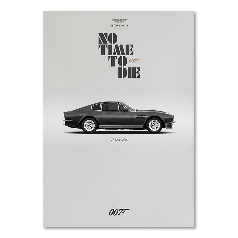 Aston Martin V8 Saloon 007 James Bond Car Wall Art Minimalist Poster - Aesthetic Wall Decor